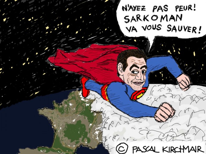 sarkoman super sarko le petit Nicolas Sarkozy caricature dessin humour humoristique